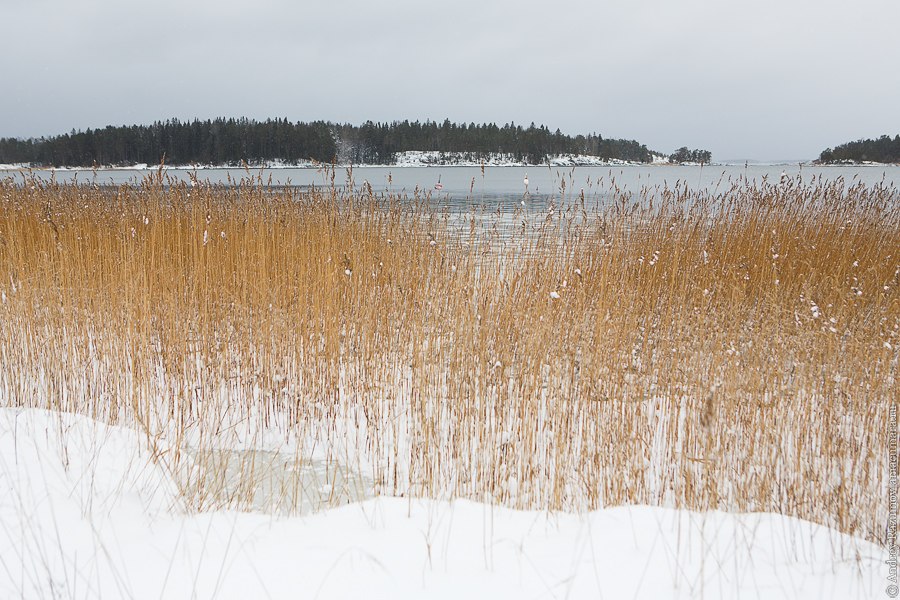 Финляндия зима море залив Порвоо